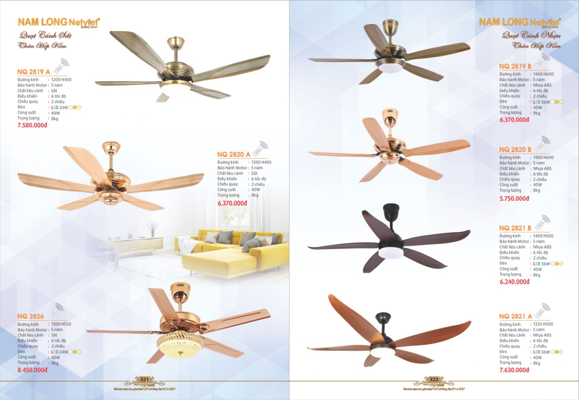 Bảng giá đèn trang trí Nam Long